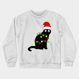 black cat christmas lights Crewneck Sweatshirt